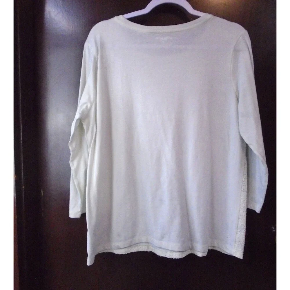 Laura Scott Womens top Shirt Blouse Scoop neck 3/4 sleeve Plus size 1X White - Picture 6 of 6
